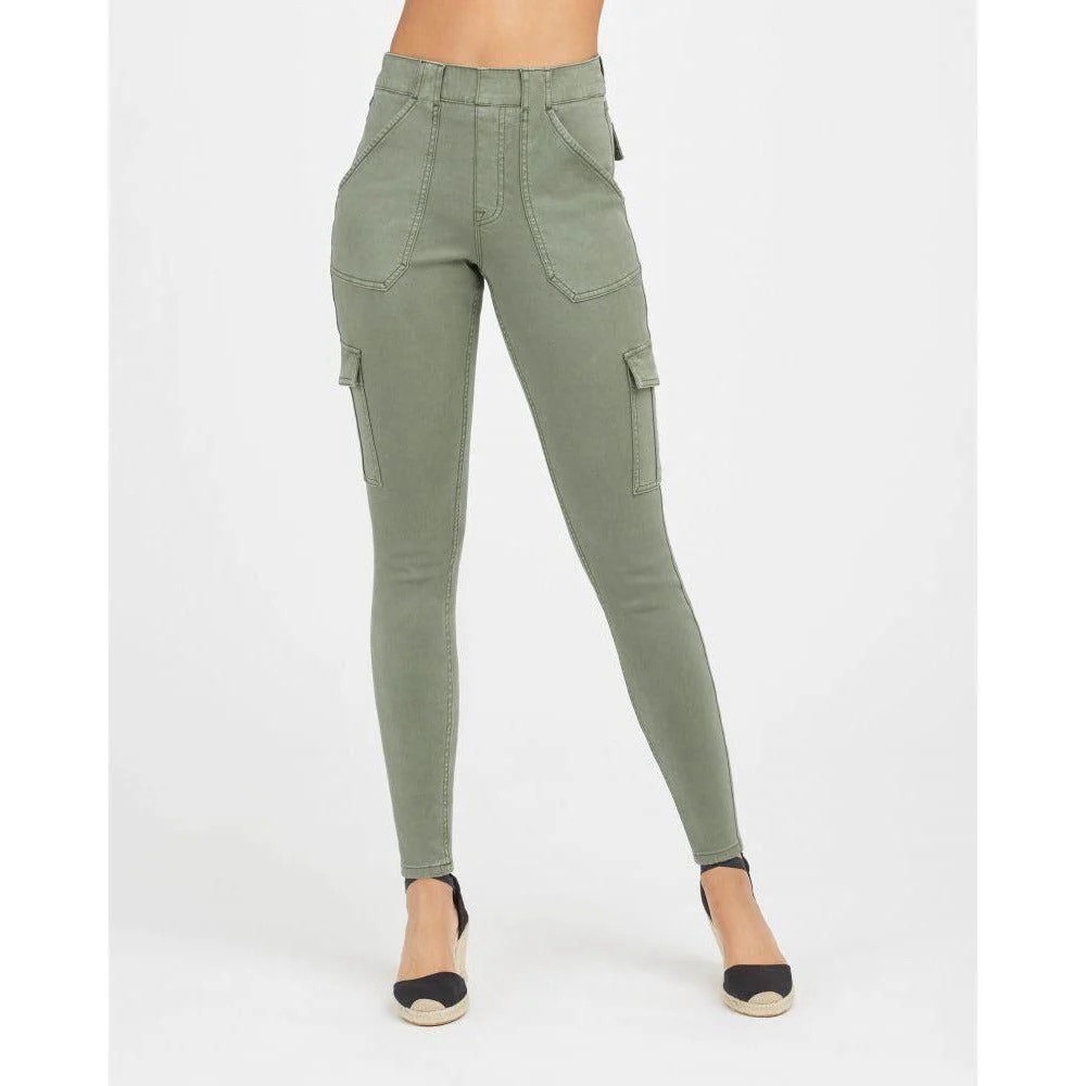 SPANX Stretch Twill Ankle Cargo Pants Soft Sage Green Size M NWT